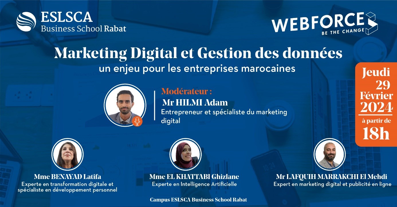 Conférence- Marketing Digital & Gestion des données : un enjeu pour les entreprises marocaines- Jeudi 29 Février 2024