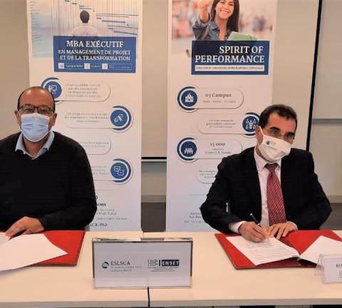 Signature d’un partenariat académique entre ESLSCA Rabat et L’ENSET Mohammedia