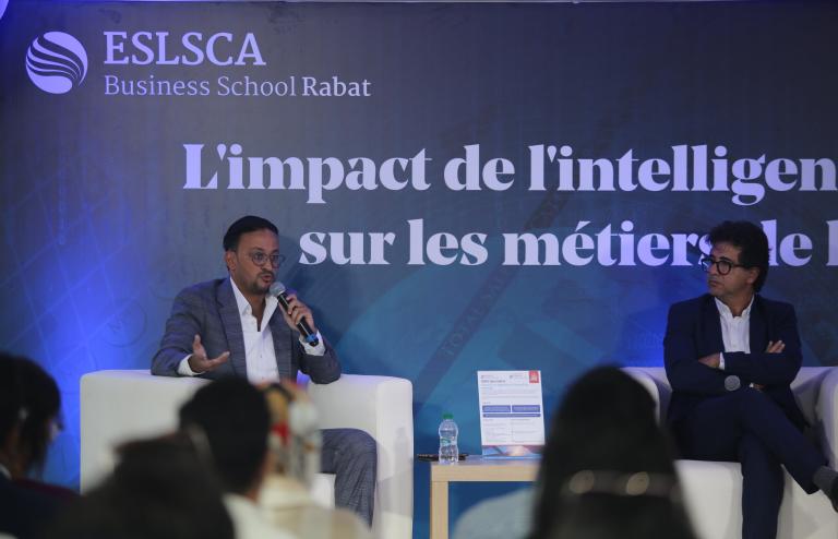 la conférence-débat "L'impact de l'intelligence artificielle sur les métiers de la finance" s'est tenue le Mardi 10 Octobre à 18h au sein du Campus ESLSCA Business School Rabat.