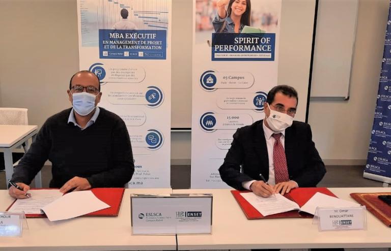 Signature d’un partenariat académique entre ESLSCA Rabat et L’ENSET Mohammedia