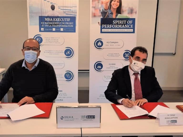 Signature d’un partenariat académique entre ESLSCA Rabat et L’ENSET Mohammedia